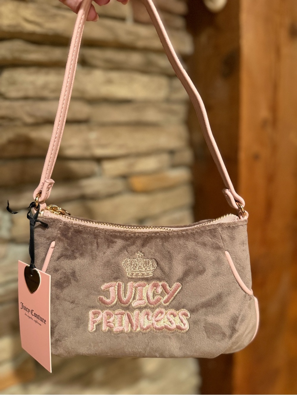 Juicy Couture NWT Pink 'Juicy Princess' Small Mauve and Pink Shoulder Bag